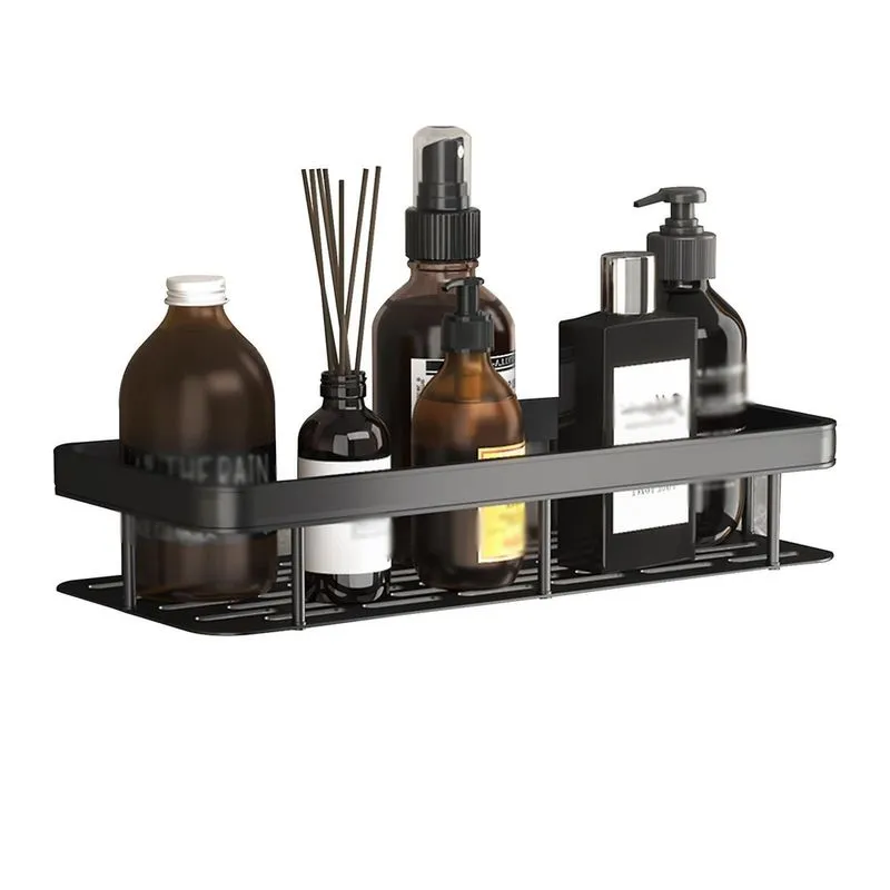Rack organizador de prateleira de carrinho de chuveiro, organizador de prateleira de banheiro, rack de especiarias de cozinha, montado na parede, sem perfuração, organizador de armazenamento à prova d