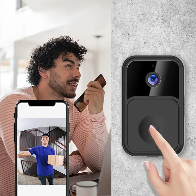 Campainha de Vídeo Remoto Sem Fio Inteligente Campainha Visual Inteligente Home Intercom Hd Night Vision Wifi Recarregável Segurança