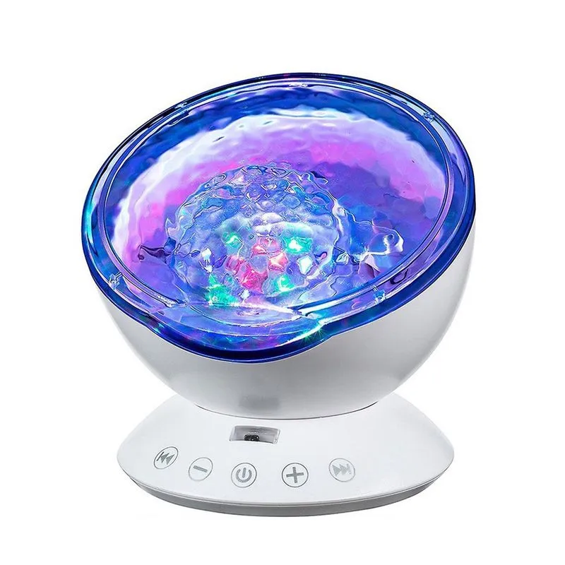 Luz de projeção oceânica com controle remoto Bluetooth, 4 músicas embutidas, 7 modos de flash, pode ser usada como áudio, projetor de sala para crianças, quarto, sala de estar