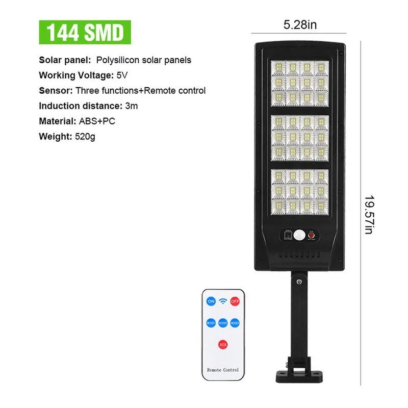 Luz de rua solar, Ip65 luzes alimentadas por energia solar ao ar livre à prova d'água, lâmpada de controle remoto solar para porta da frente, quintal, garagem, rua