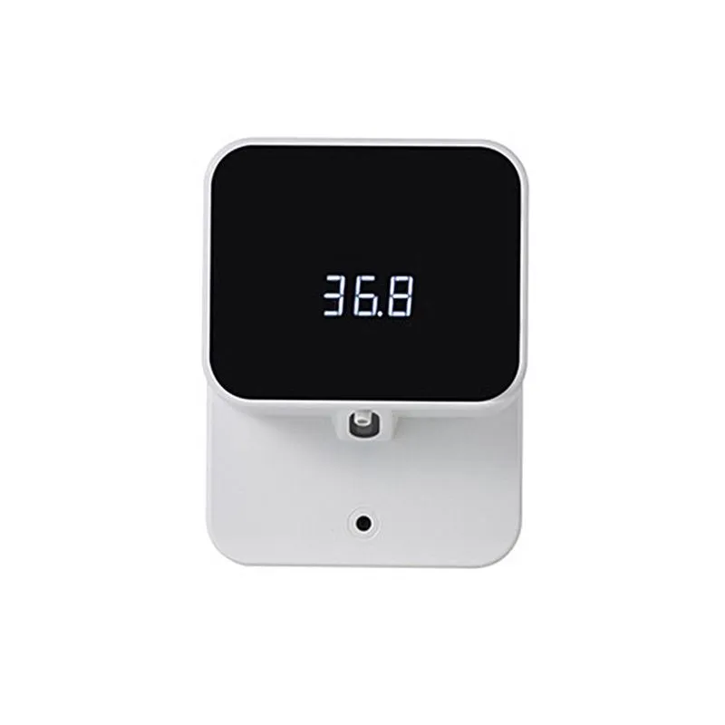 Dispensador de sabão de medição de temperatura corporal de indução automática de parede Máquina de lavar espuma Dispensador de sabão Máquina de desinfetante para as mãos