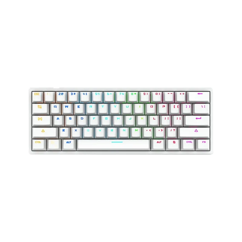Teclado mecânico para jogos com fio 60% Rgb retroiluminado compacto 61 teclas mini teclado com interruptores azuis para windows pc