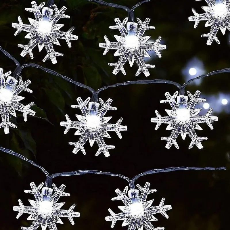 O ornamento do feriado exibe stands luzes de floco de neve floco de neve 3m 20pcs levou luzes de corda alimentadas por bateria decoração branca para o natal