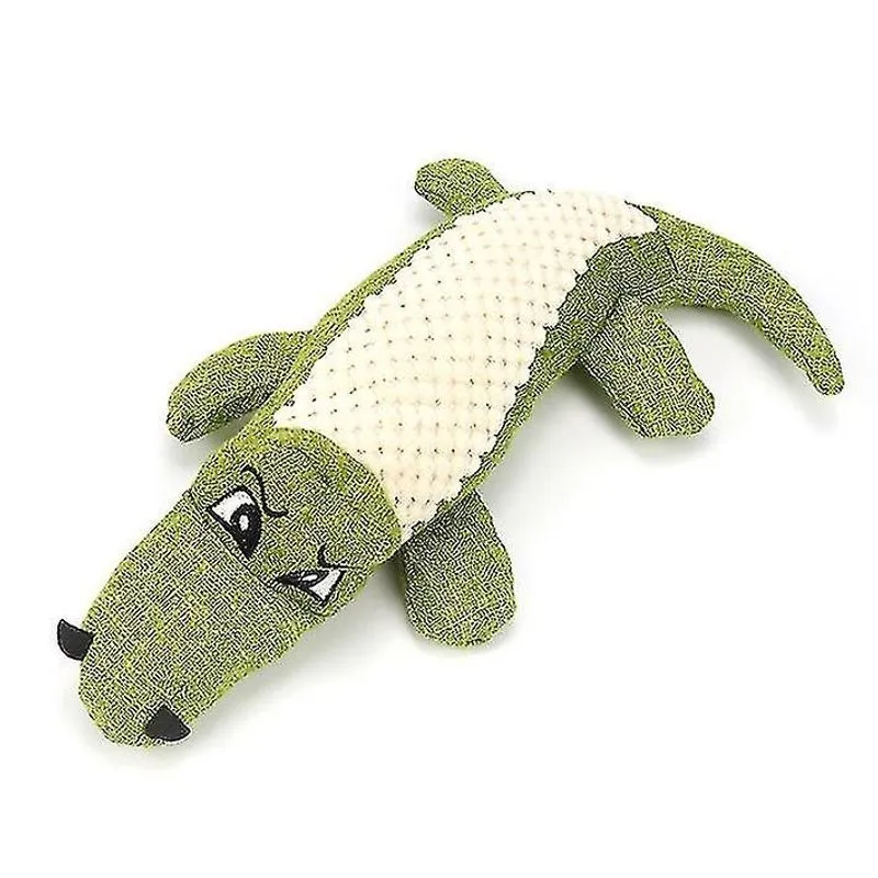 Simulação de brinquedos para cães brinquedo de cachorro vocal de crocodilo brinquedo de pelúcia resistente à mordida verde