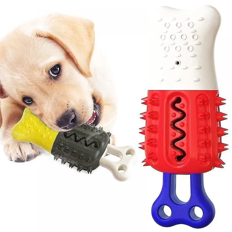 Brinquedos para cães escova de dentes para cães brinquedos para mastigar barulhentos dentes de cachorro sônico varão de limpeza vermelho