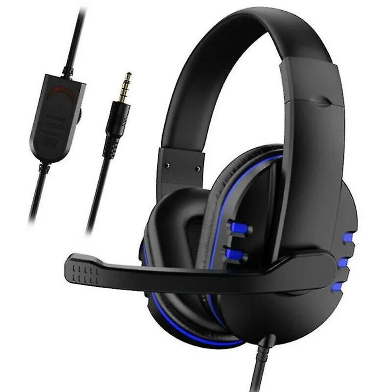 Fones de ouvido fones de ouvido preto + azul gaming headset com microfone estéreo gamer bass surround fone de ouvido para ps4 xbox um pc