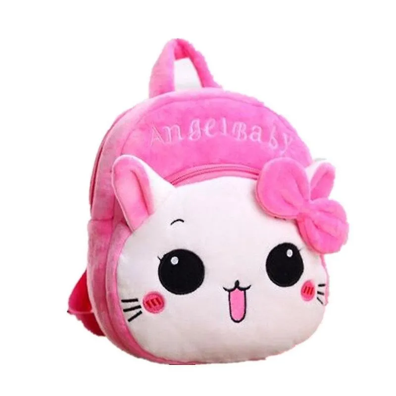 Mochilas de pelúcia macia desenho animado gato coelho panda crianças mochila infantil jardim de infância bonito animal mochila escolar meninas