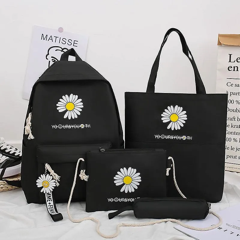 Mochila de estudante escolar mochila universitária bolsa de viagem casual simples moda computador conjunto de quatro peças