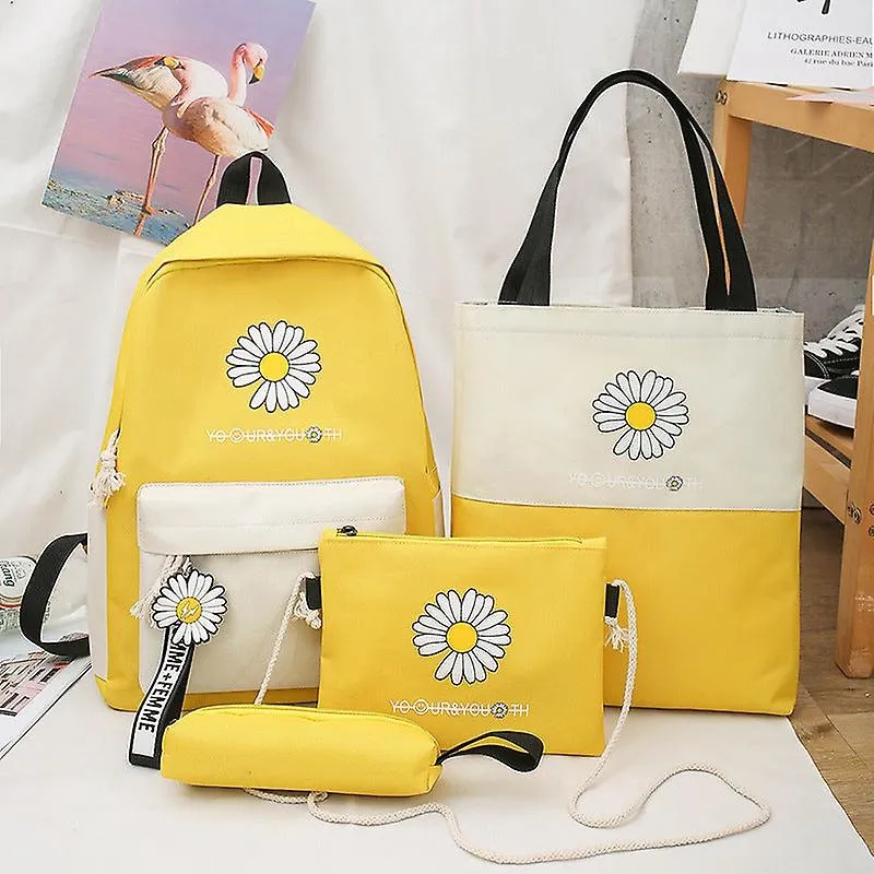 Mochila de estudante escolar mochila universitária bolsa de viagem casual simples moda computador conjunto de quatro peças