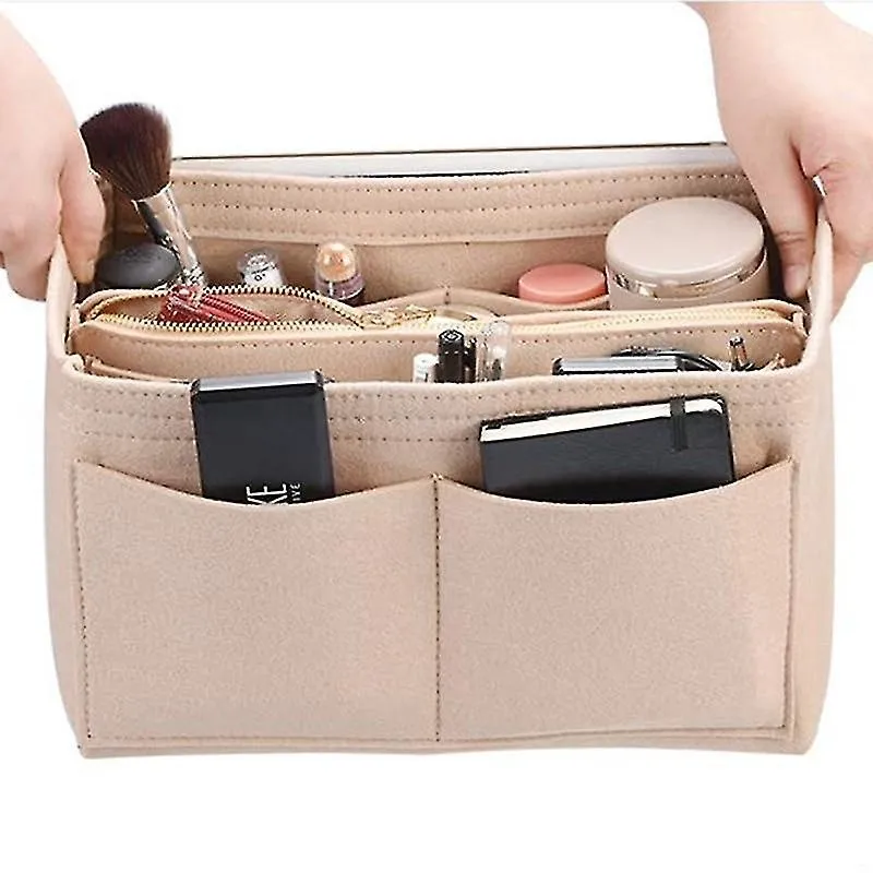 Sacos de higiene pessoal para cosméticos organizador de maquiagem feminina popular bolsa de inserção de pano de feltro bolsa de cosméticos multifuncional para viagem