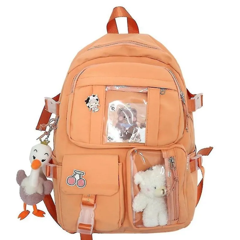 Mochilas menina estudante mochila transparente bolsa escolar coreana de estudante do ensino médio laranja