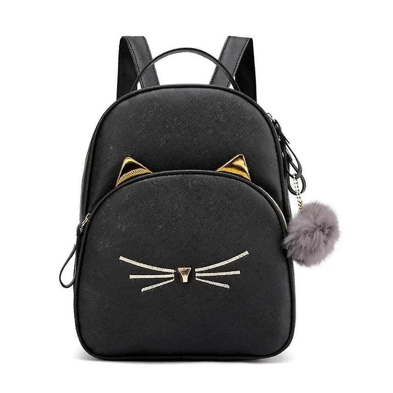 Mochilas femininas mochila adolescentes mochila mochila de couro pu mochilas escolares para meninas desenho animado gato quadrado mochila luz