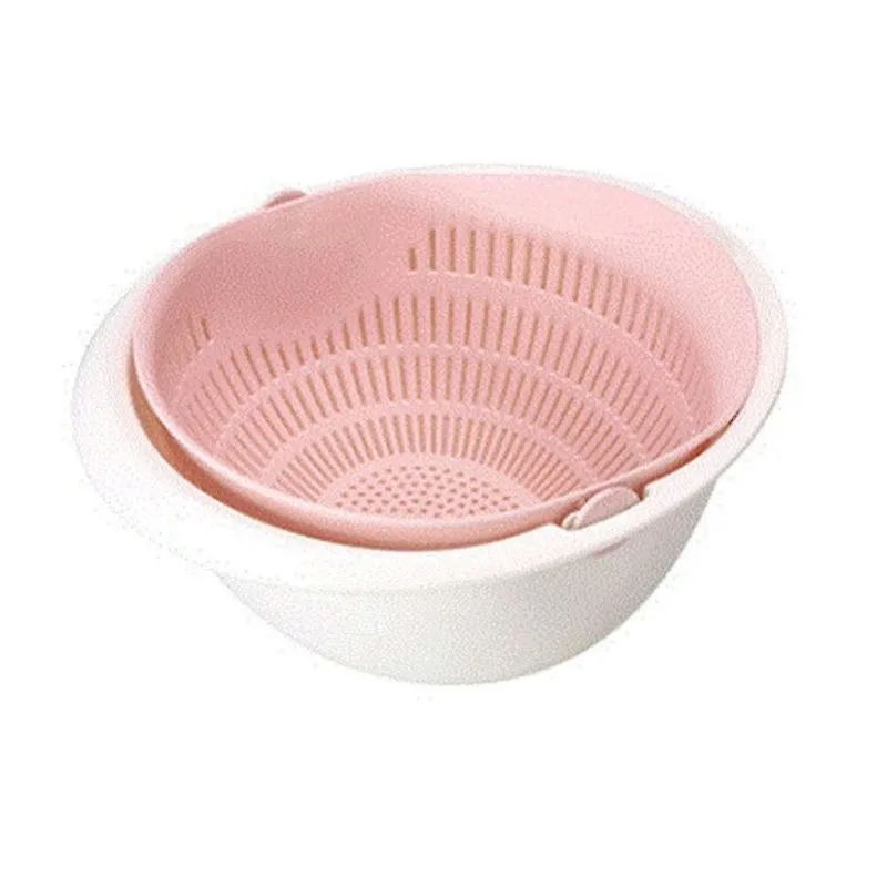 Máquinas de lavar louça 3pcs portátil destacável dupla camada oca frutas e vegetais limpeza cesta de drenagem arroz lavado