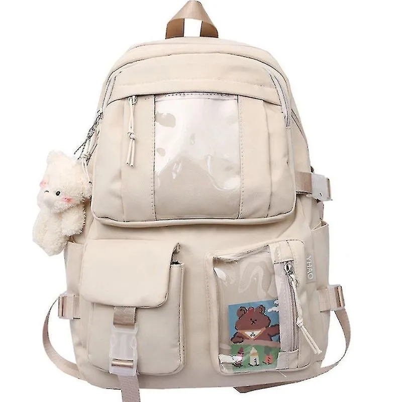 Mochilas de desenho animado estudante adolescente mochila transparente bolsa escolar de estudante do ensino médio branco