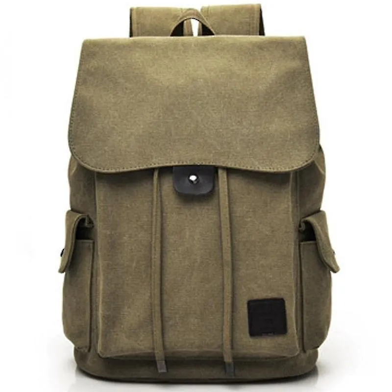 Mochilas mochila casual de lona de viagem bolsa escolar de estudante universitário cáqui