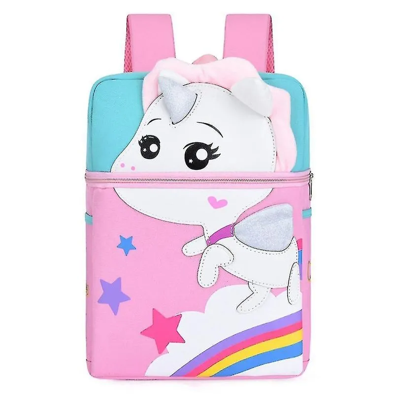 Mochilas mochila escolar do jardim de infância 2-8 anos mochila infantil de desenho animado rosa claro