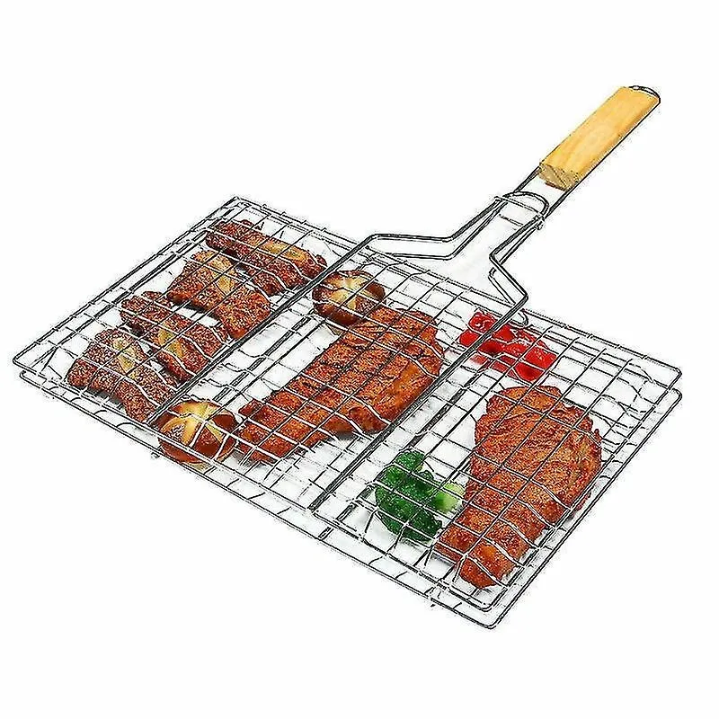 Acessórios da caldeira do forno 60* 40cm dobrável churrasco grelhar cesta grelha rede para churrasco bife vegetal carne peixe titular