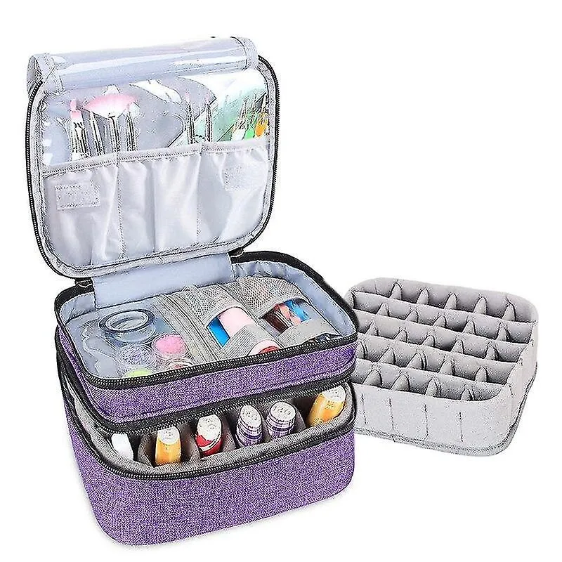 Sacos de higiene pessoal cosméticos saco de óleo essencial cosmético de camada dupla bolsa de esmalte portátil organizador caixa de armazenamento