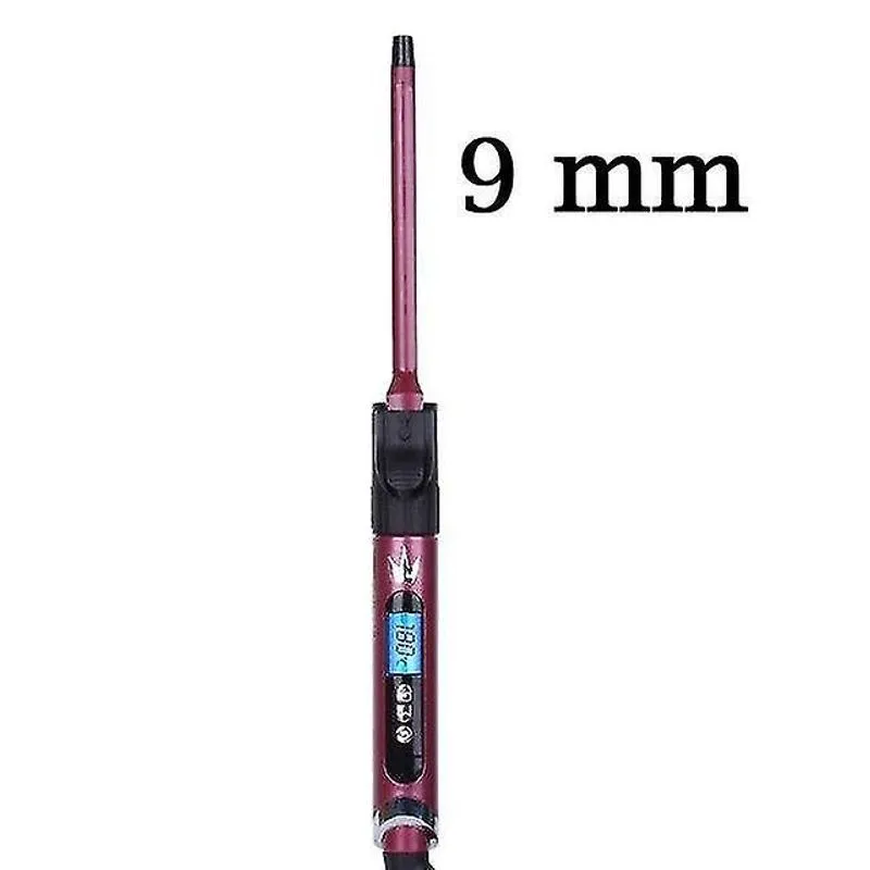 Ferros de ondulação 9mm ferro de frisar para mulheres pinças de cabelo ferramentas de estilo super bar rotativo net ferros de ondulação vermelhos