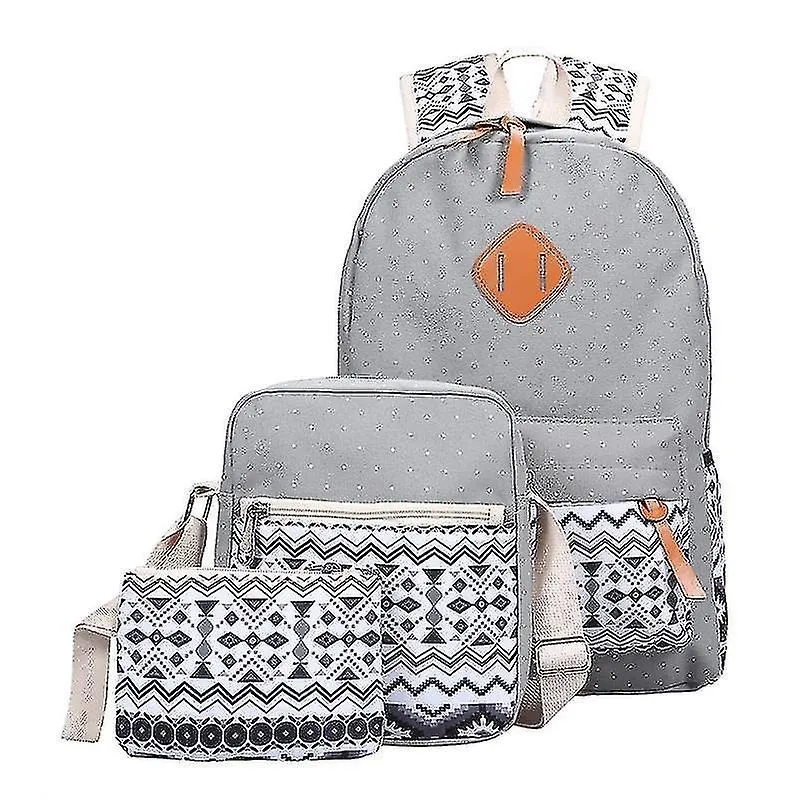 Mochilas mochila ondulada de três peças com impressão respirável cinza claro