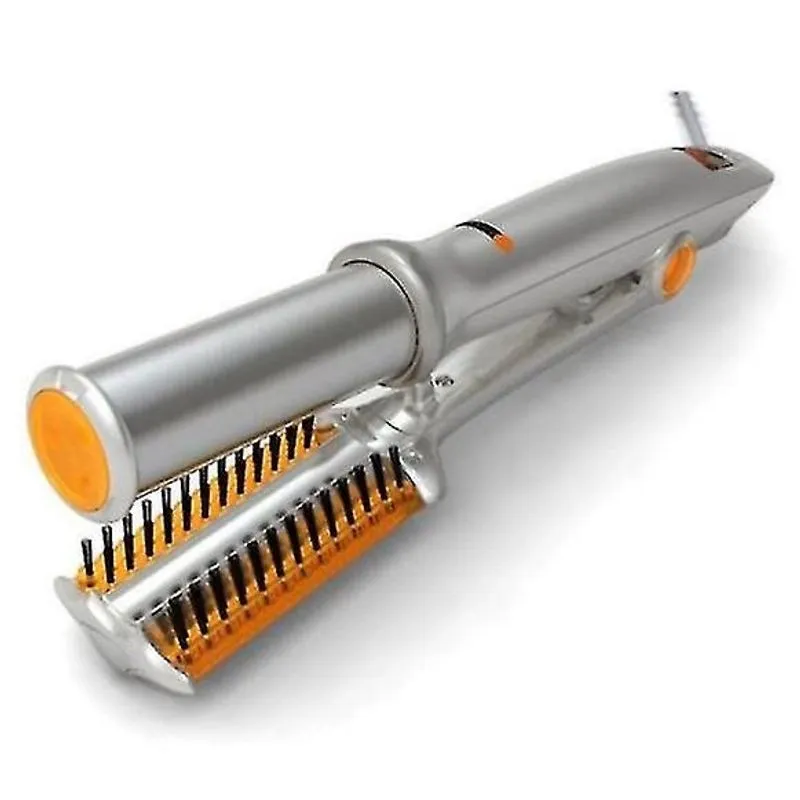Alisadores de cabelo 2 em 1 ferro rotativo 22mm ferro de frisar revestido de cerâmica ferro de frisar com controle de umidade prata