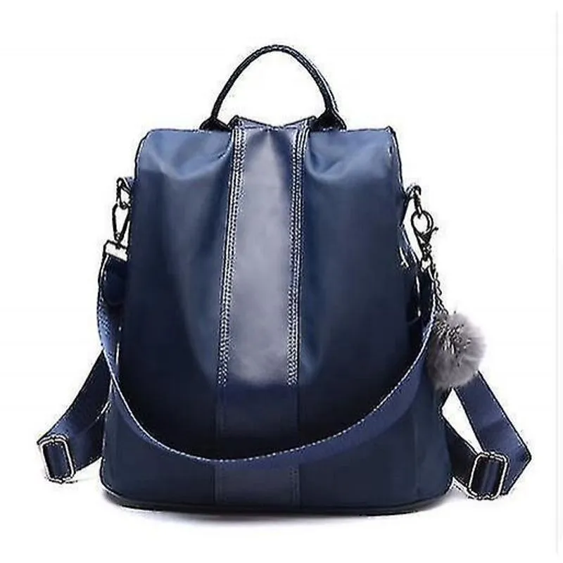 Mochilas de couro macio feminino mochila retrô de grande capacidade azul