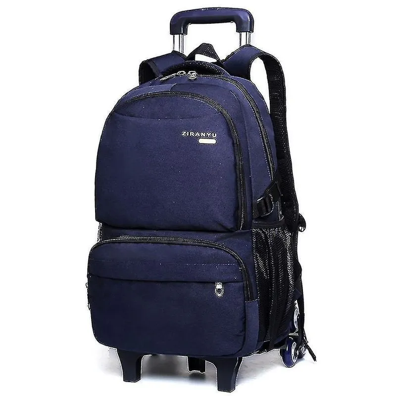 Mochila Escolar de Ensino Médio, Escada de Seis Rodas, Azul