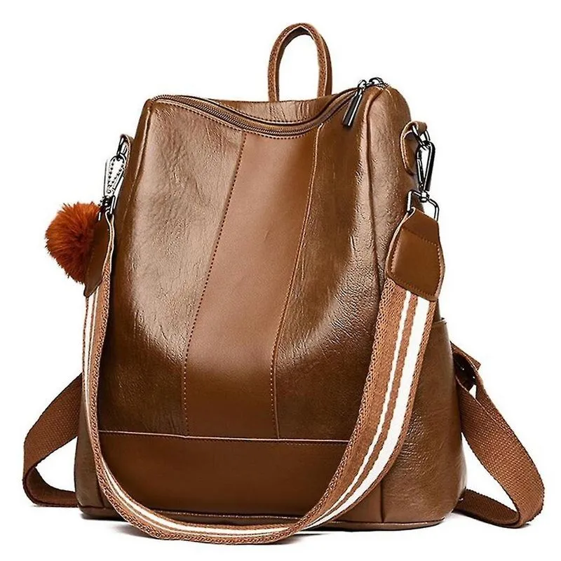 Mochilas femininas senhora escola couro meninas mochila viagem ao ar livre bolsa portátil bolsa de ombro marrom