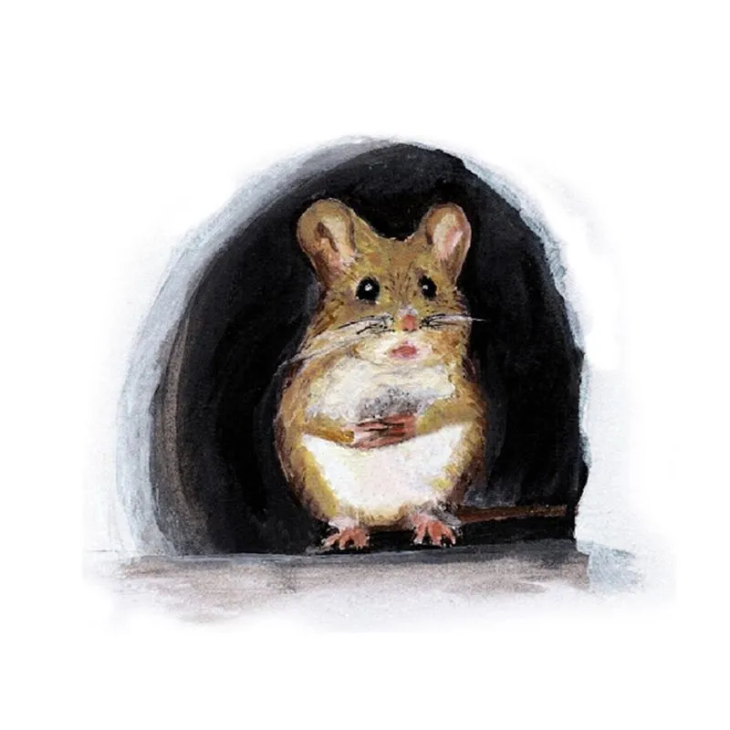 Adesivo de parede realista 3d mouse, mouse em um decalque de parede de buraco