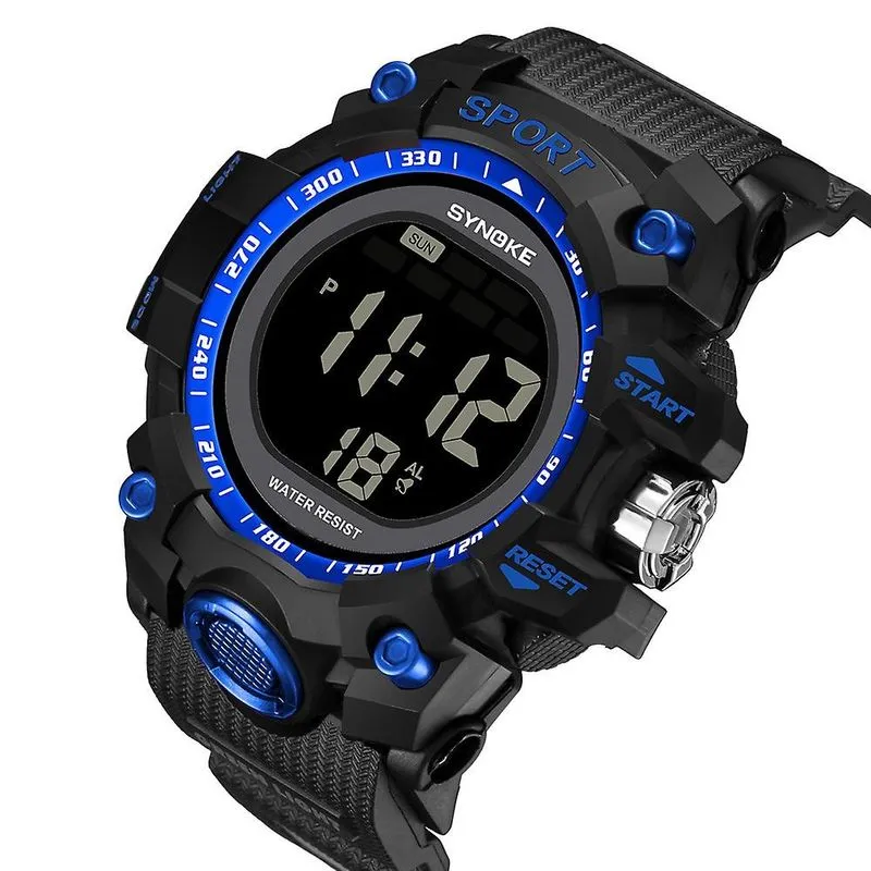 Synoke Multi-função 30m Relógio impermeável Led Digital Double Action Watch