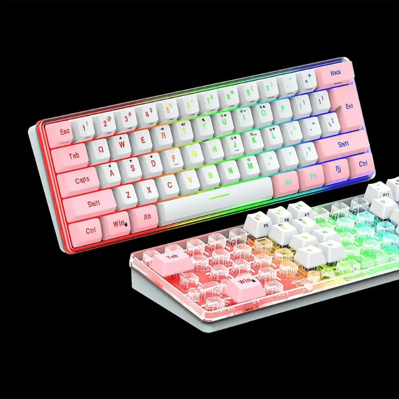 Teclado mecânico com fio Compact Pc Keyboard Teclado mecânico 61 teclas para computador/portátil