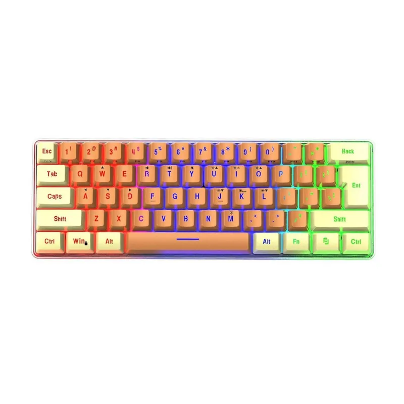 Teclado mecânico com fio Compact Pc Keyboard Teclado mecânico 61 teclas para computador/portátil