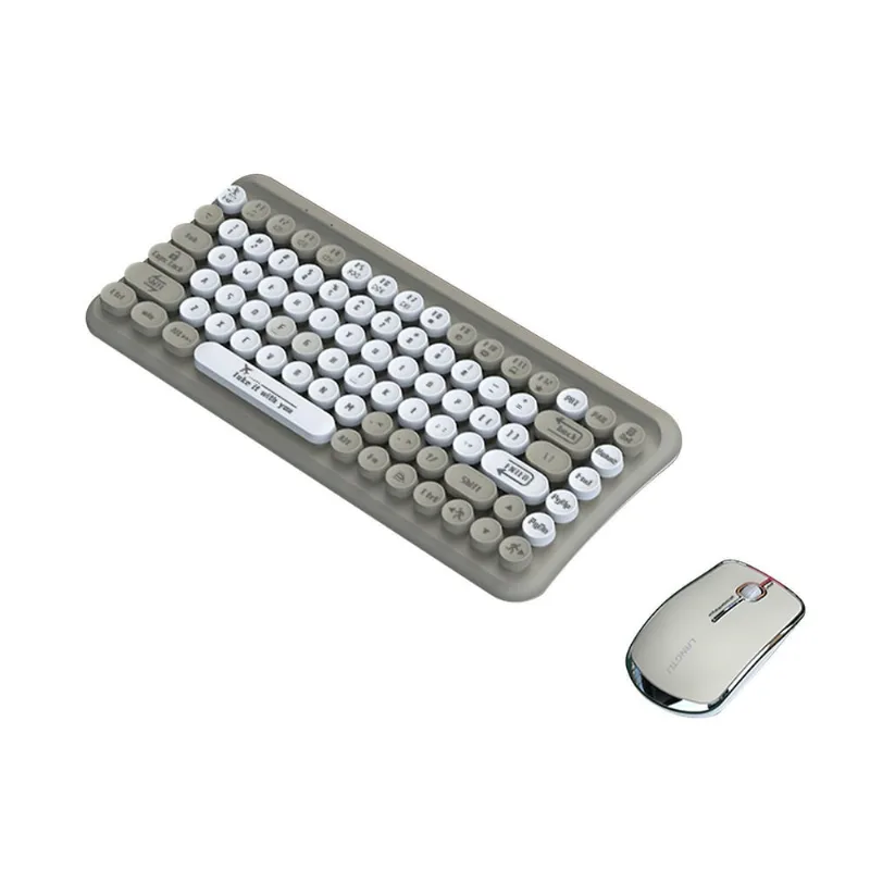 Dual Color 85 Teclas Suporte 2.4g Teclado Sem Fio Tablet Com Fio Laptop Escritório Equipado Com Um Mouse Sem Fio