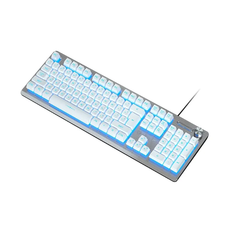 Teclado de membrana Gaming Computador de escritório Laptop Iluminado Knob Control 104 Teclas Teclado com fio