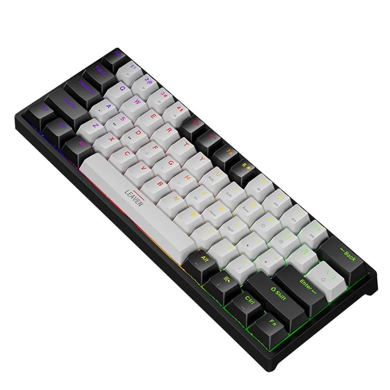 Teclado Gamer Mecânico com Fio rgb 60% Compacto com 61 Teclas e Switches Azuis para pc Windows