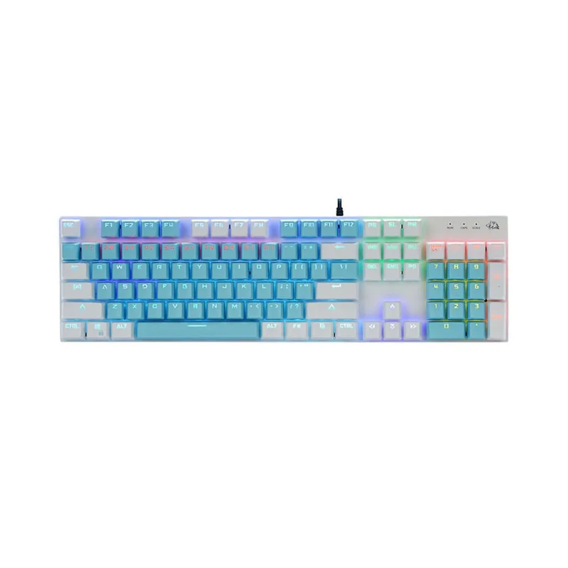 Teclado mecânico para jogos, teclado com fio retroiluminado por LED Rainbow - 104 teclas compactas, adequado para notebooks e computadores de mesa ou jogadores de jogos para pc (grátis