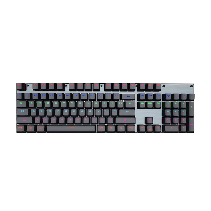 Teclado mecânico para jogos rgb led retroiluminado teclado com fio com interruptores azuis para windows gaming pc 104 chaves