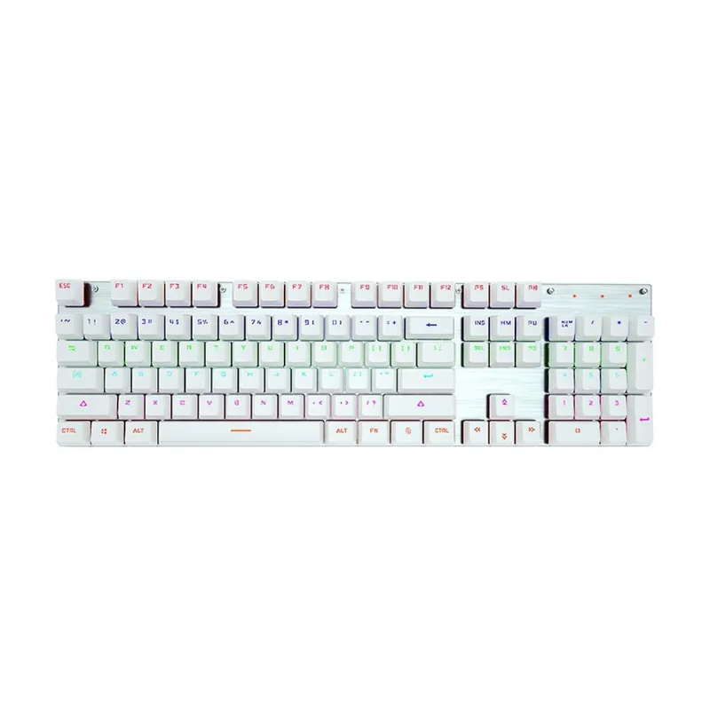 Teclado mecânico para jogos rgb led retroiluminado teclado com fio com interruptores azuis para windows gaming pc 104 chaves