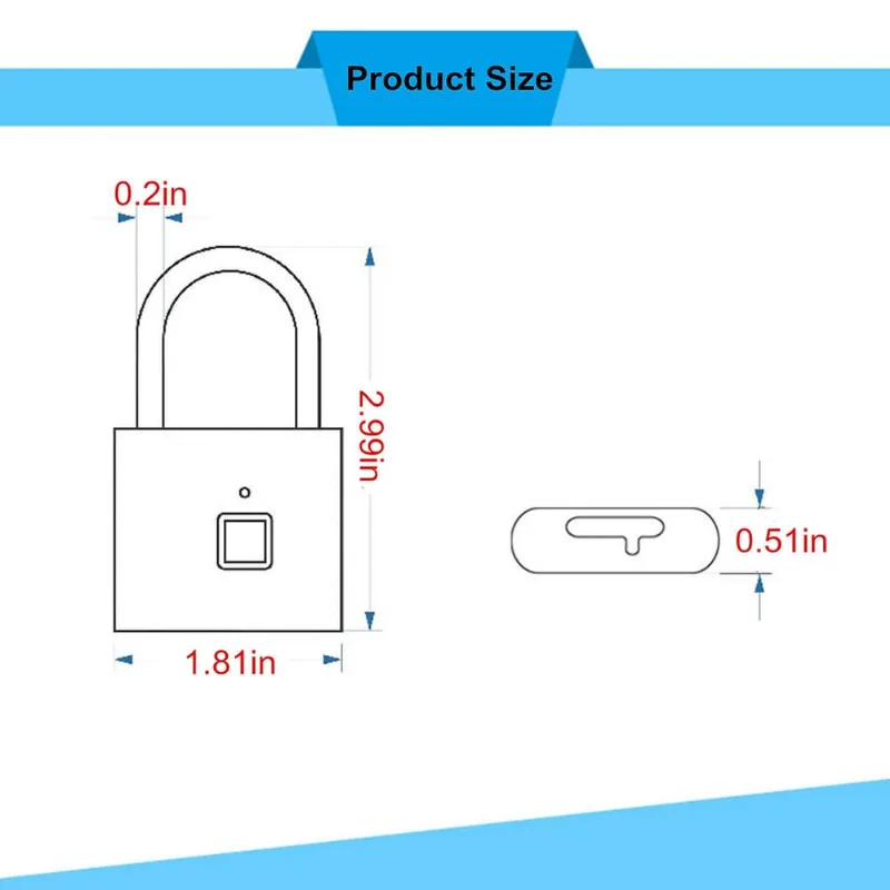 Cadeado de impressão digital, fechadura inteligente sem chave, fechadura de armário, fechadura biométrica de impressão digital sem chave de metal, à prova d'água, recarregável usb, para armário, mochi