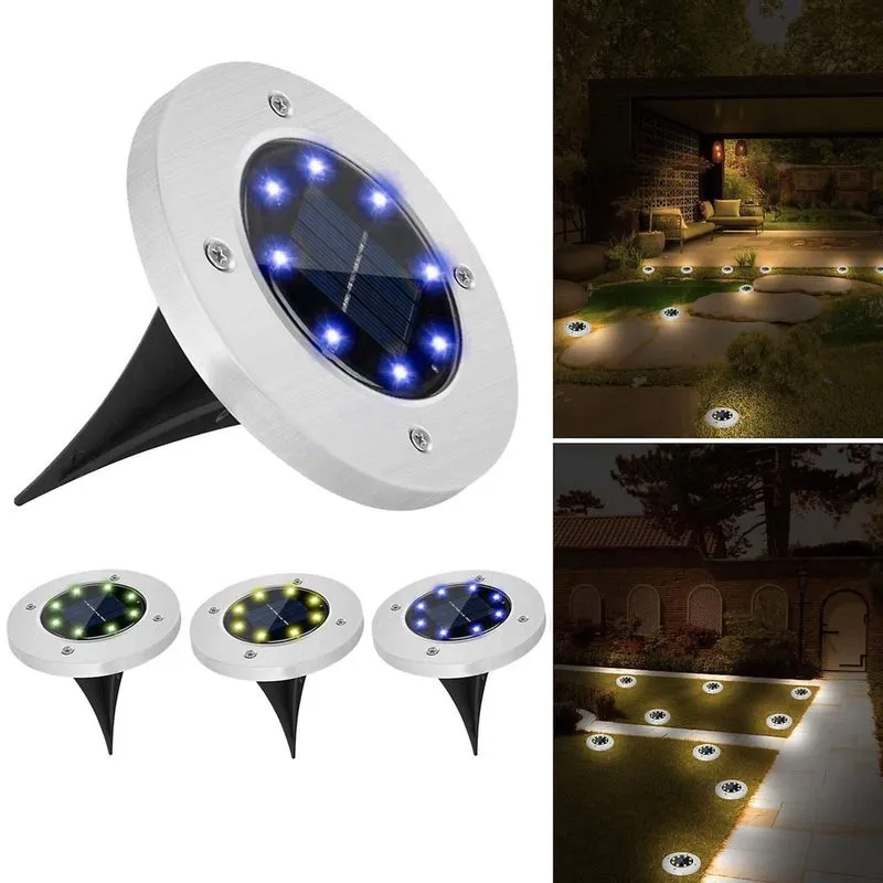 Luzes solares ao ar livre com prata fosco luzes solares à terra ao ar livre lâmpada L-awn quintal decoração do jardim primavera verão