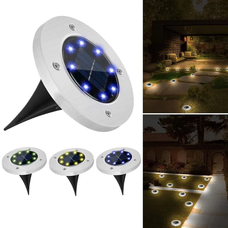 Luzes solares ao ar livre com prata fosco luzes solares à terra ao ar livre lâmpada L-awn quintal decoração do jardim primavera verão