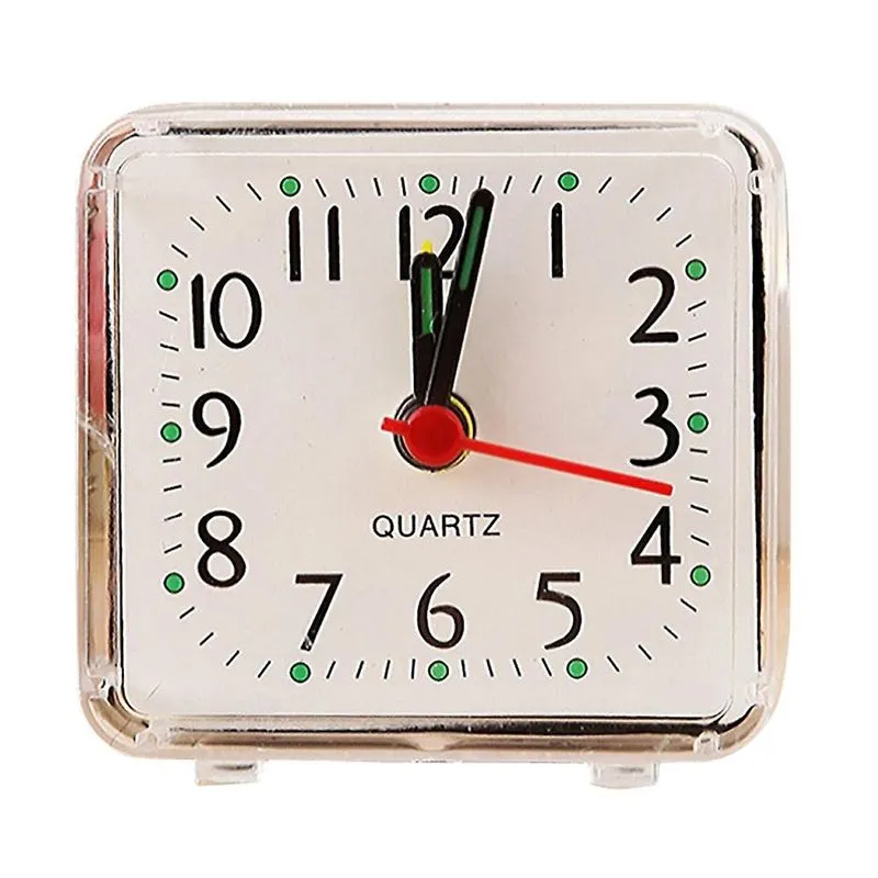 Cama pequena quadrada compacta viagem quartzo beep despertador bonito portátil