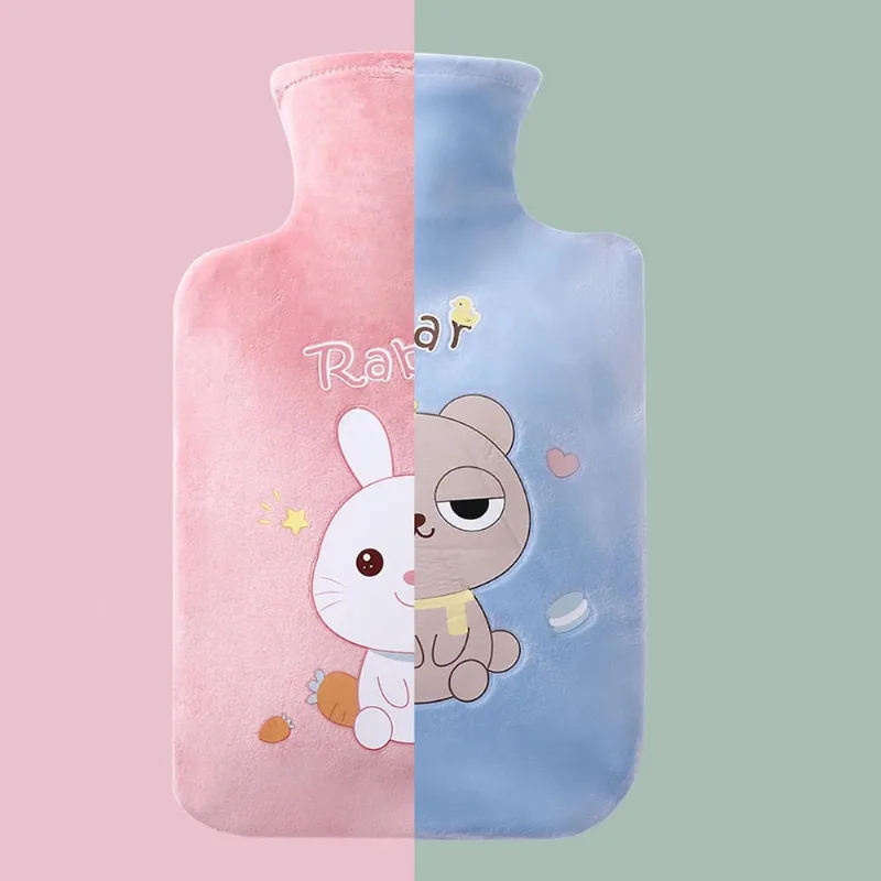 Garrafa de água quente de injeção de água de inverno Compressa quente barriga bolsa de água quente capa de flanela dos desenhos animados bolsa quente de pelúcia