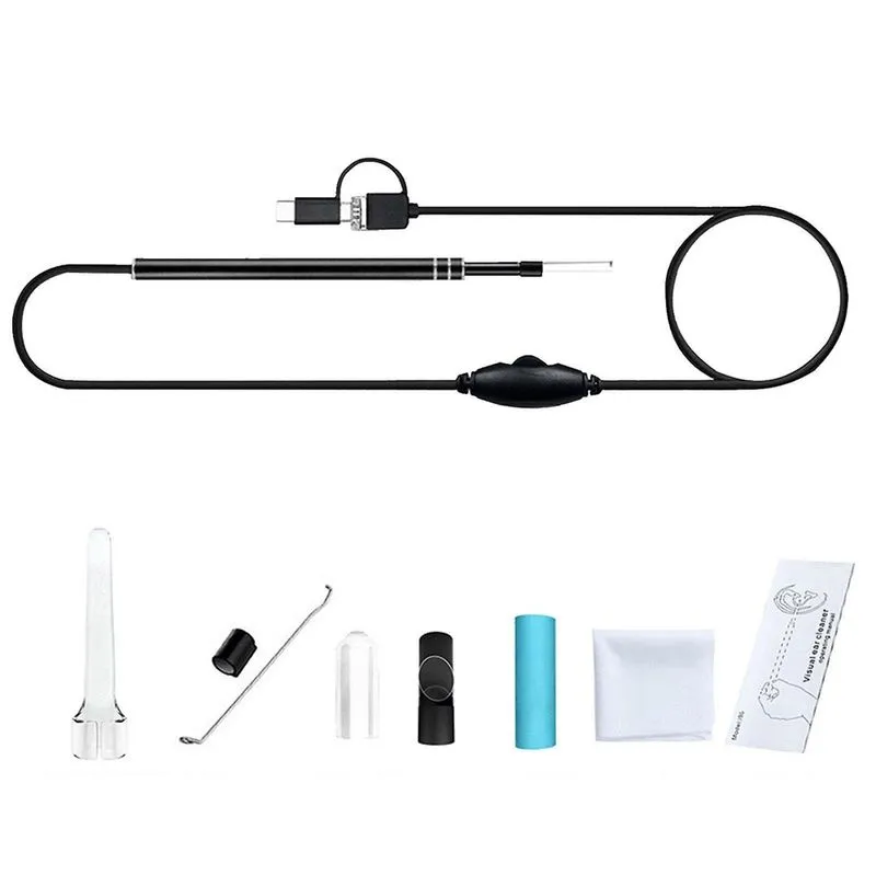 Colher de ouvido visual hd endoscópio limpeza de orelha artefato limpador visual otoscópio