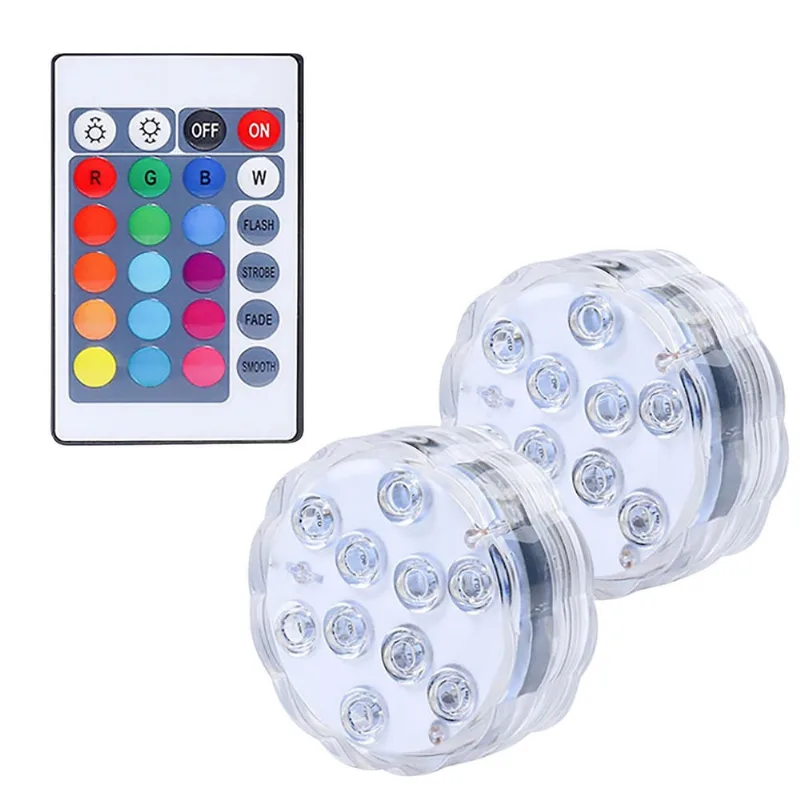 2pcs impermeável controle remoto piscina iluminação decoração lâmpada