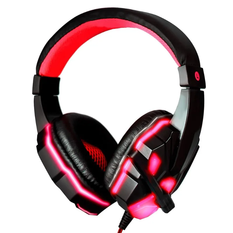 Sy830mv Headset de computador montado na cabeça com fio com microfone Fone de ouvido estéreo de baixa latência para jogos de áudio com iluminação LED