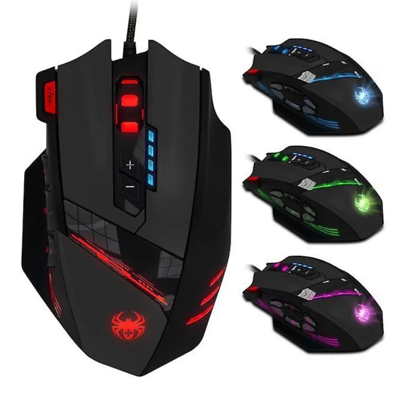 Zelotes C-12 Botões Programáveis Led Óptico Usb Gaming Mouse Ratos 4000 Dpi