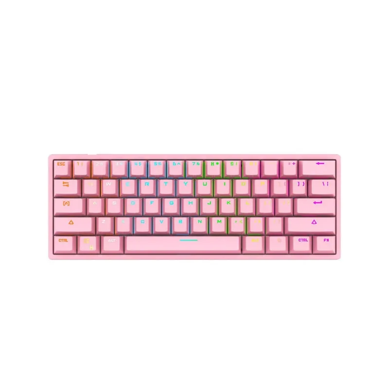 Teclado mecânico para jogos com fio 60% Rgb retroiluminado compacto 61 teclas mini teclado com interruptores azuis para windows pc