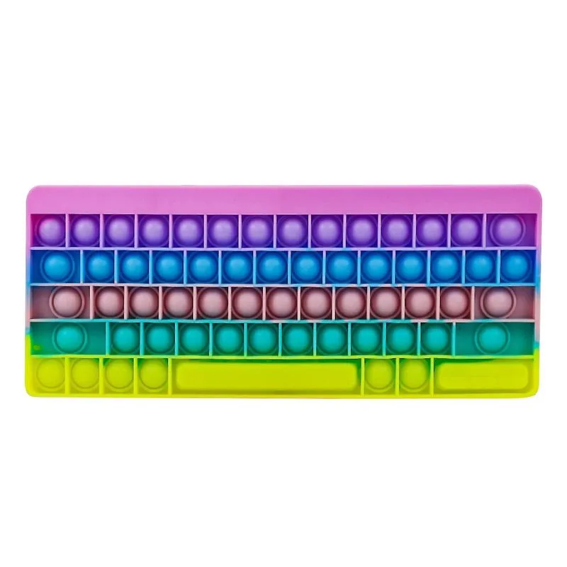 Rainbow Color Keyboard Toy Crianças Silicone Desktop Puzzle Descompressão