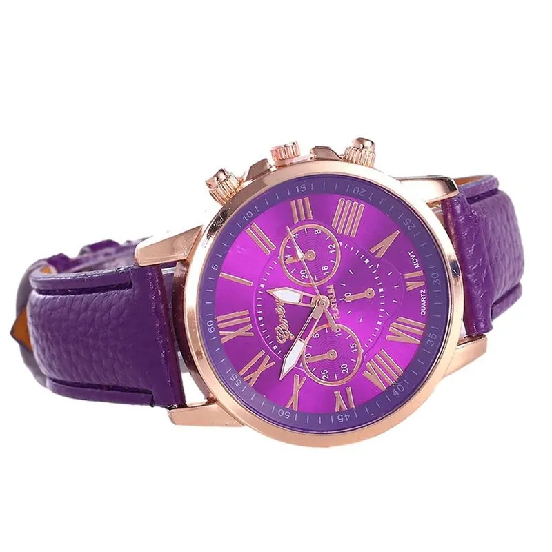 Moda feminina pulseira de couro relógio de quartzo de aço inoxidável relógio ponteiro
